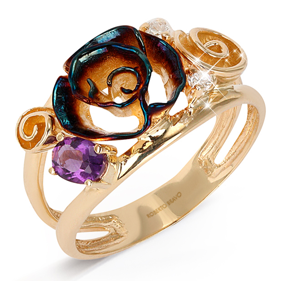 Кольцо, золото, микс с полудрагоценными камнями, GLHR0022-00
